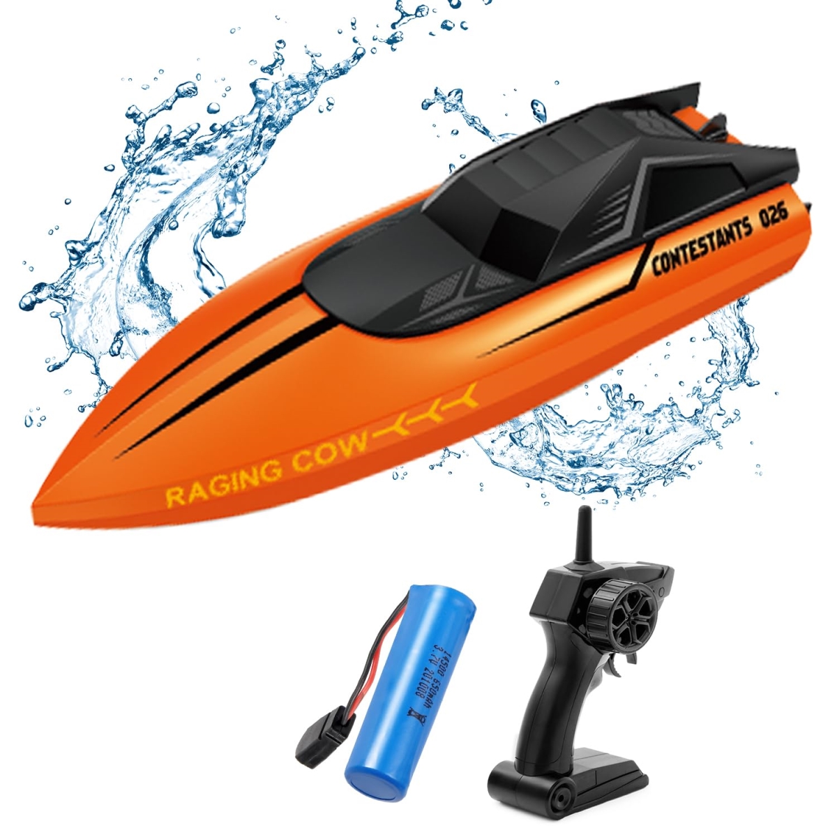 Picture of A-Sonic XS67985 Boats Remote Control Boat for Kids 2.4GHz Control RTR - 15 Plus KMH - 28 Minutes with Rechargeable Battery & USB Cable for Lake - Pool & River Summer Toys for Boys & Girls
