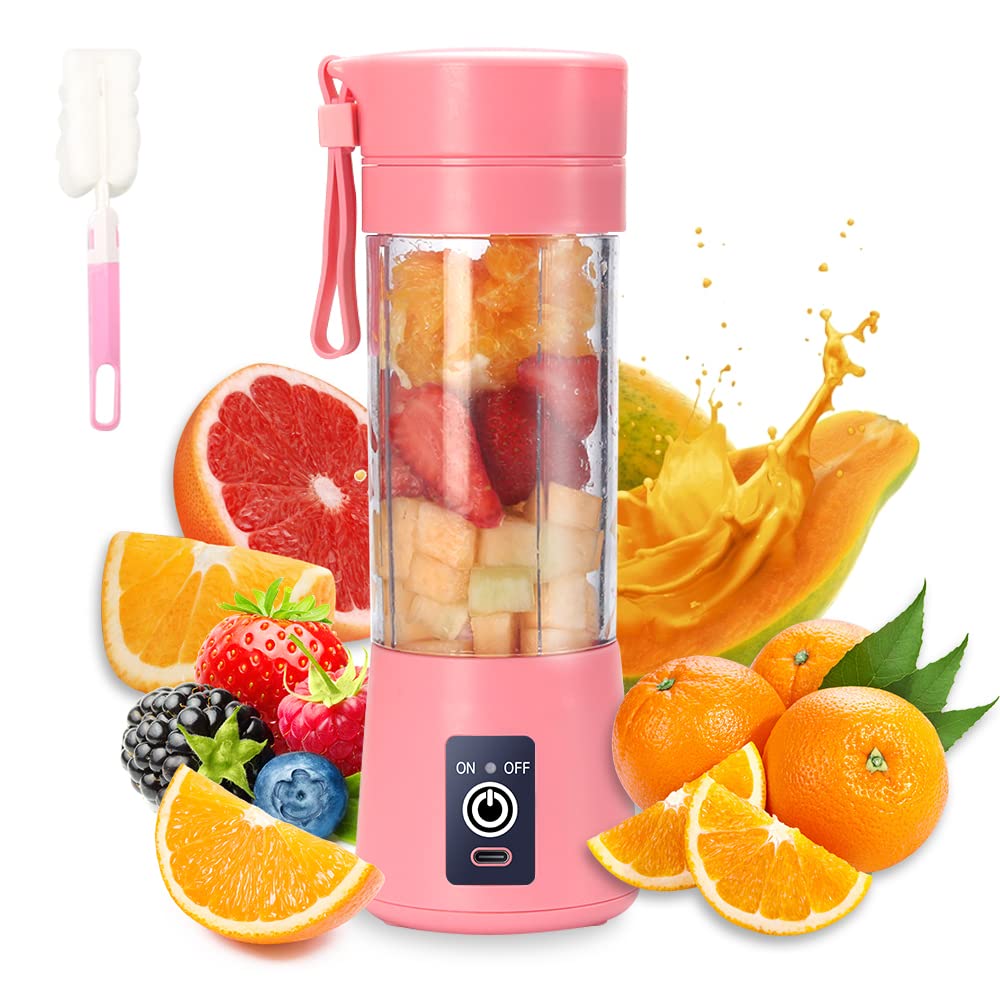 Picture of A-Sonic XS68335 Blender Cup - Electric USB Juicer - Mini Blender for Shakes & Smoothies - Juice - 380 ml - Six Blades Great for Mixing&#44; Pink