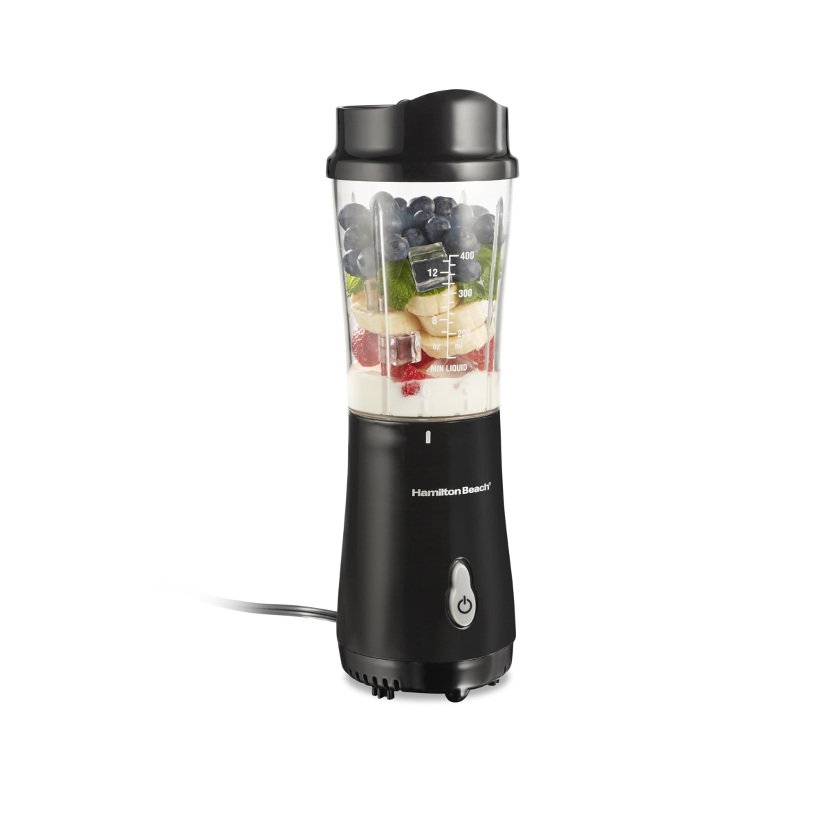Picture of A-Sonic XS68600 Beach Portable Blender for Shakes & Smoothies with 14 oz BPA Free Travel Cup & Lid - Durable Stainless Steel Blades for Powerful Blending Performance - Black - 51101AG