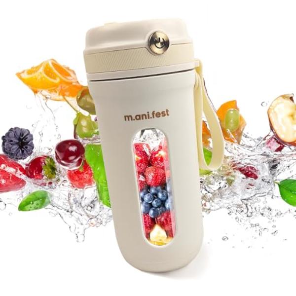 Picture of A-Sonic XS68619 Portable Juicer Cup USB Rechargeable Mini Blender - Type-C - Travel-Friendly Personal Smoothie Maker - White&#44; Plastic