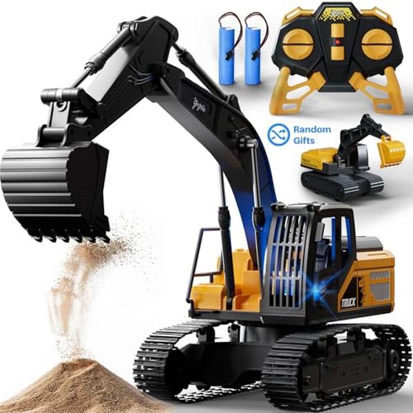Remote Control Excavator Toys - RC Construction Vehicles Toys for Kids - 2.4G RC Truck Digger Tractor Toys Car Toys for Boys - Outdoor Sand Toys