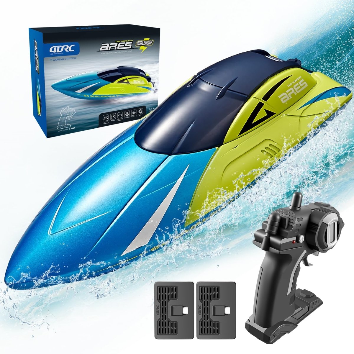 Picture of A-Sonic XS68768 S4 Remote Control Boat for Kids Adults - 2 Modular Batteries - 20 Plus MPH 2.4GHz High Speed Racing Boats for Pools & Lakes - Waterproof Boats - Toys Gifts for Boys Girls