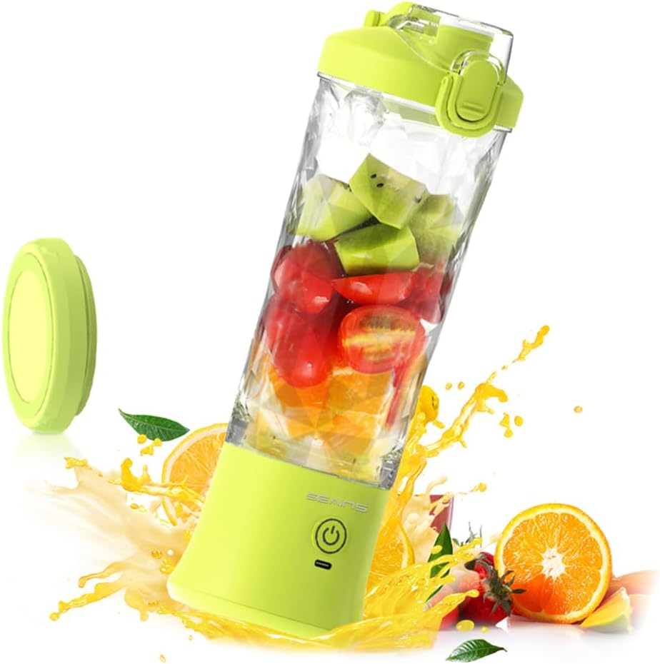 Picture of A-Sonic XS68852 Personal Blender for Shakes & Smoothies with 20 oz Travel Cup & Lid - Mini Personal Size Blender with 6 Blades & USB Rechargeable for Gym - Kitchen & Outdoors&#44; Yellow
