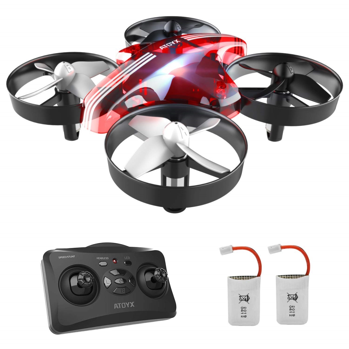 Picture of A-Sonic XS68988 Drone for Kids & Beginners - Indoor Portable Hand Operated - RC Nano Helicopter Quadcopter with Auto Hovering - Headless Mode & Remote Control - Childrens Day Gift&#44; Red
