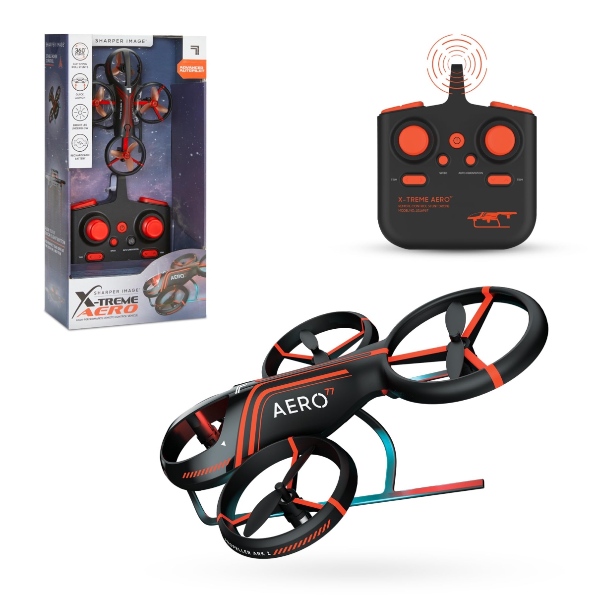 Picture of A-Sonic XS69248 Image X-Treme Aero Mini Drone - 4.6 in. RC Stunt Helicopter - 2.4 GHz Long Range Remote Control - Quiet Indoor & Outdoor Toy - Lightweight Durable - Kids & Adult Beginner Pocket Drone