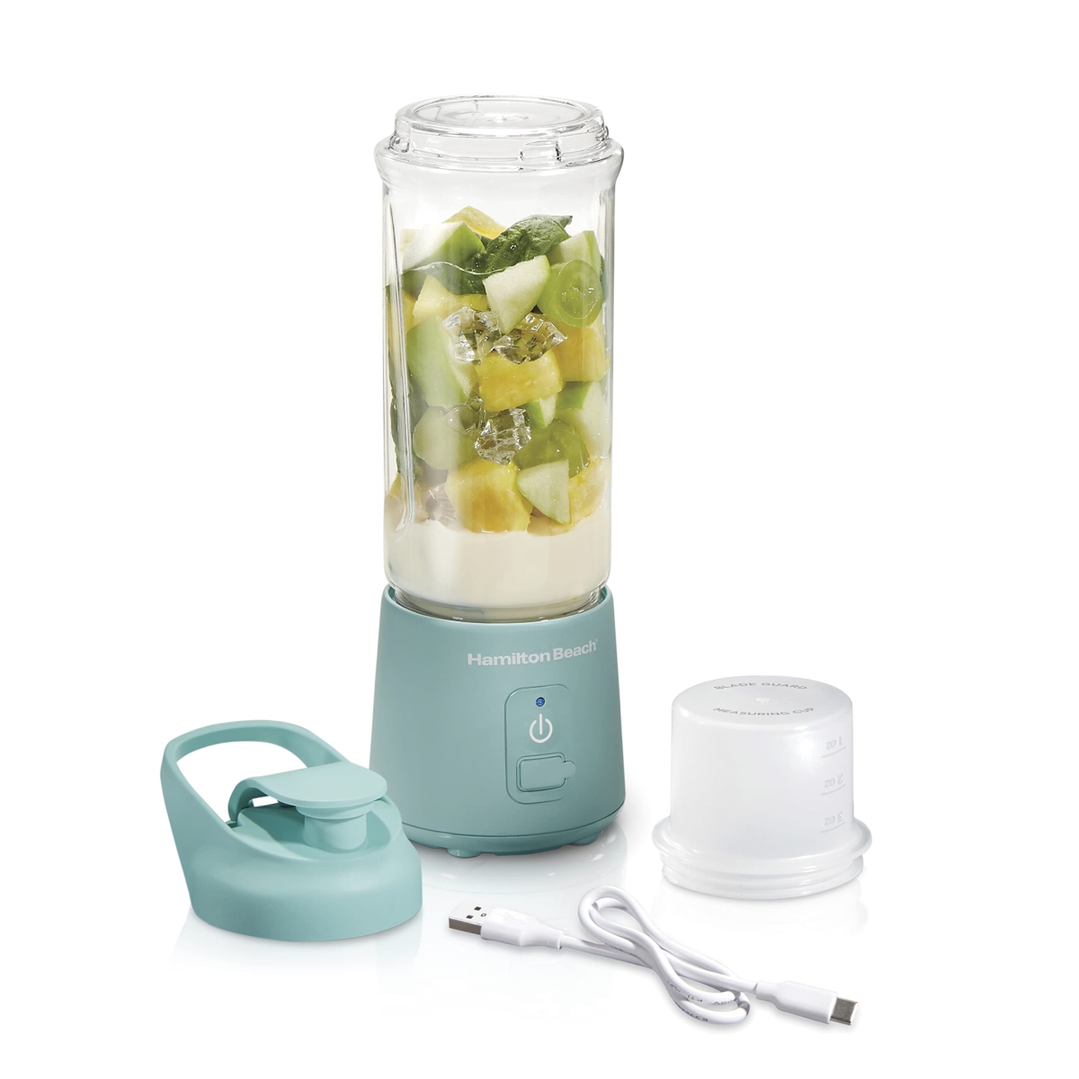 Picture of A-Sonic XS69310 Beach Mini Cordless Portable Personal Blender for Shakes & Smoothies - USB Rechargeable - 16 oz Jar with Leakproof Travel Lid - 6 Stainless Steel Blades - 51182&#44; Blue
