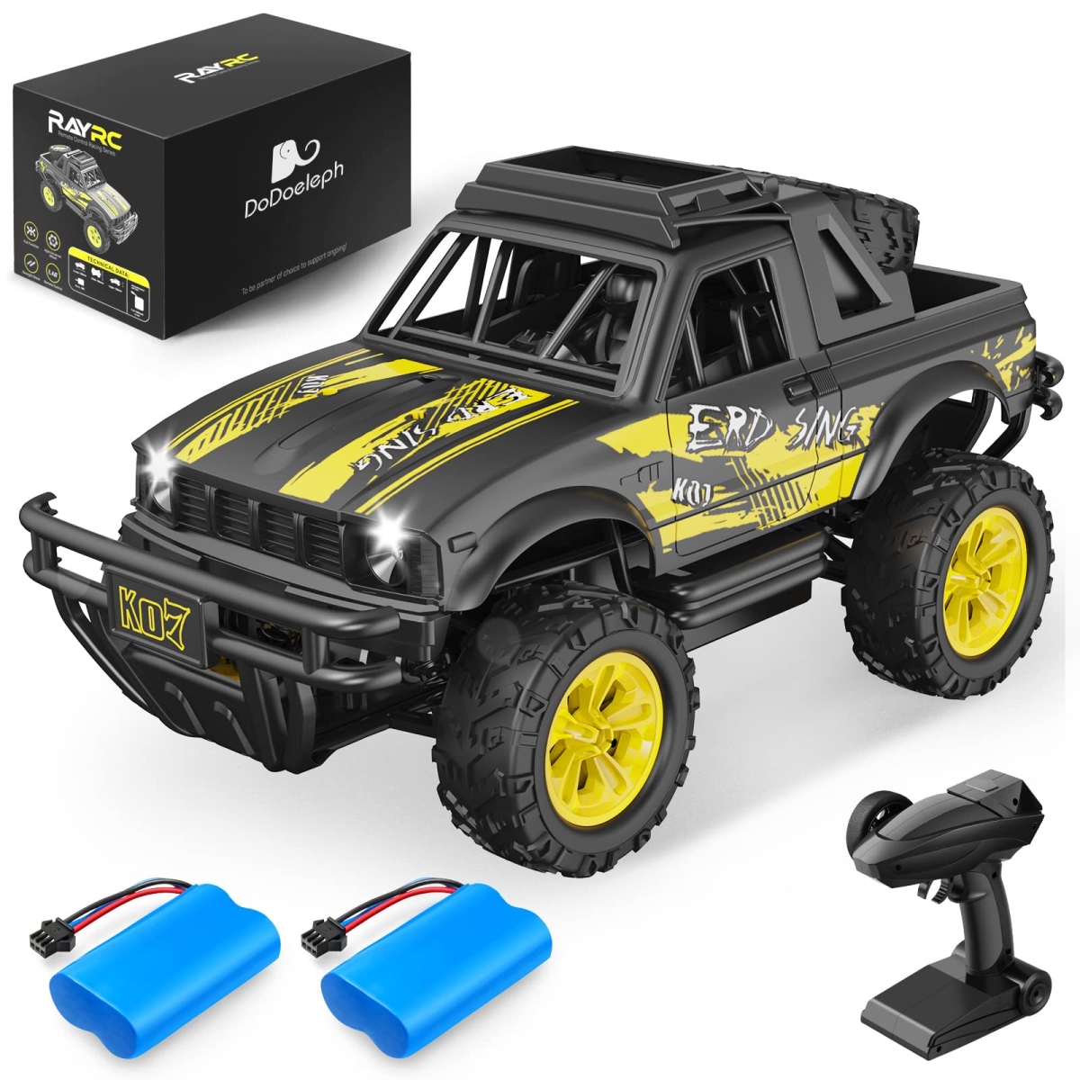16MPH High Speed 4WD RC Control Jeep - 1-16 Scale Differential System All Terrains Off-Road - 2.4GHz Rechargeable Xmas Gift Toys for Kids Adults