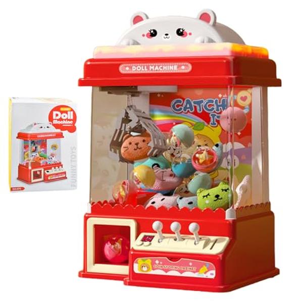 XS70542 Mini Claw Machine for Kids - Cute Bear Themed Claw Machine with 10 Dolls - 10 Eggs & 20 Coin Dual Powered Mini Claw Machine