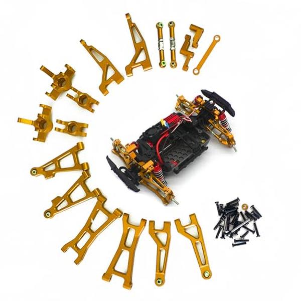 Picture of A-Sonic XS71048 Hyper Go H16BM Upgrades - 1-16 Scale RC Car Parts - Metal Upgrade Aluminum Accessories - Gold Replacement Parts Kit for H16Pl Jetwood Jc16EP Haiboxing Bezgar Deerc 1-16 Scale RC Car