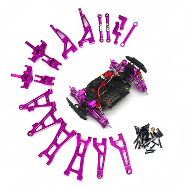 Picture of A-Sonic XS71050 Hyper GO RC Car Parts - 1-16 Scale Metal Upgrade Aluminum Accessories - Replacement Parts Kit for H16BM H16GT H16DR H16 MJX 16207 16208 16209 16210&#44; Purple