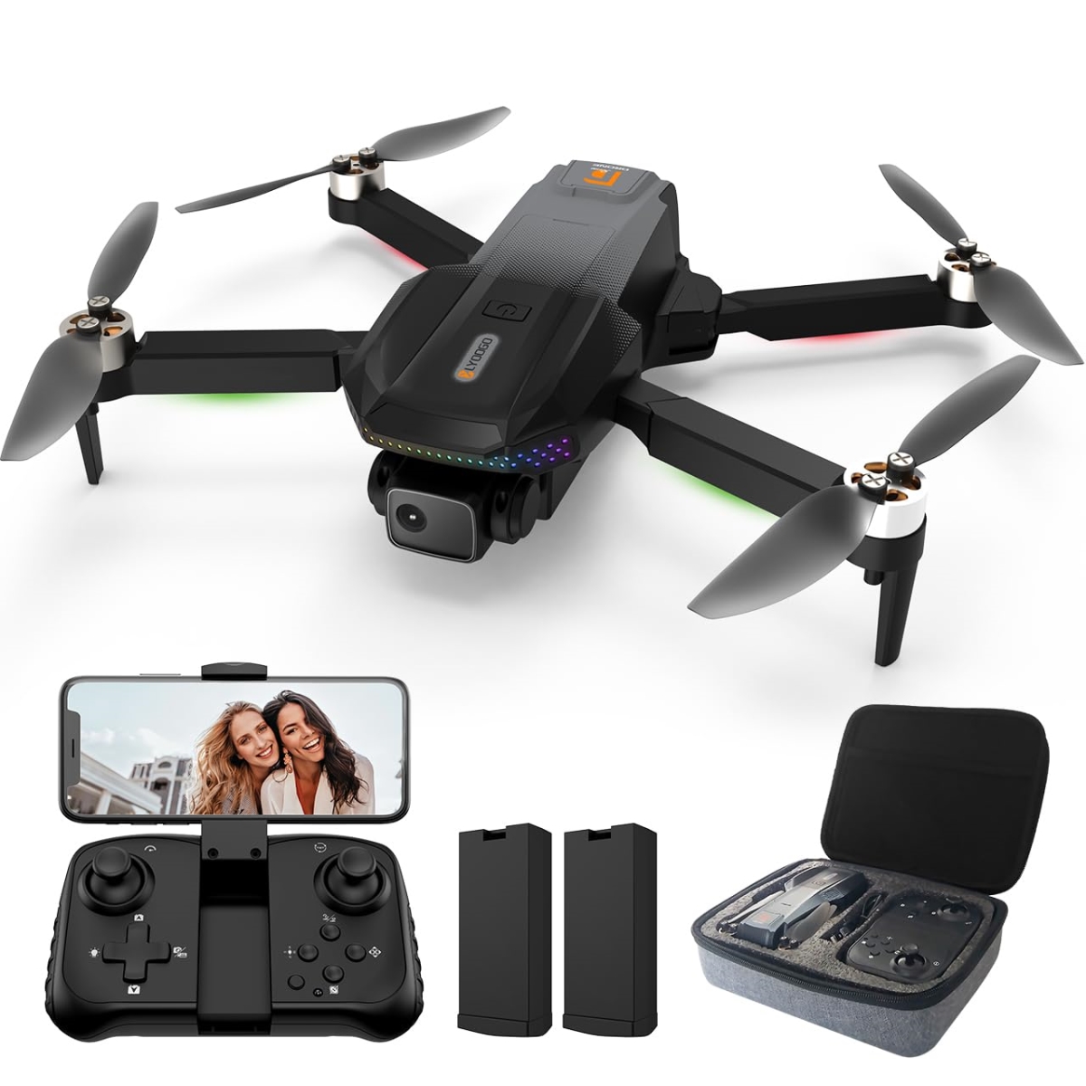 Minutes Flight Time Drone with Camera 1080P HD FPV - Drones with Camera for Adults - Brushless Motor - Dual Batteries - 360 deg Flip - Carrying Case