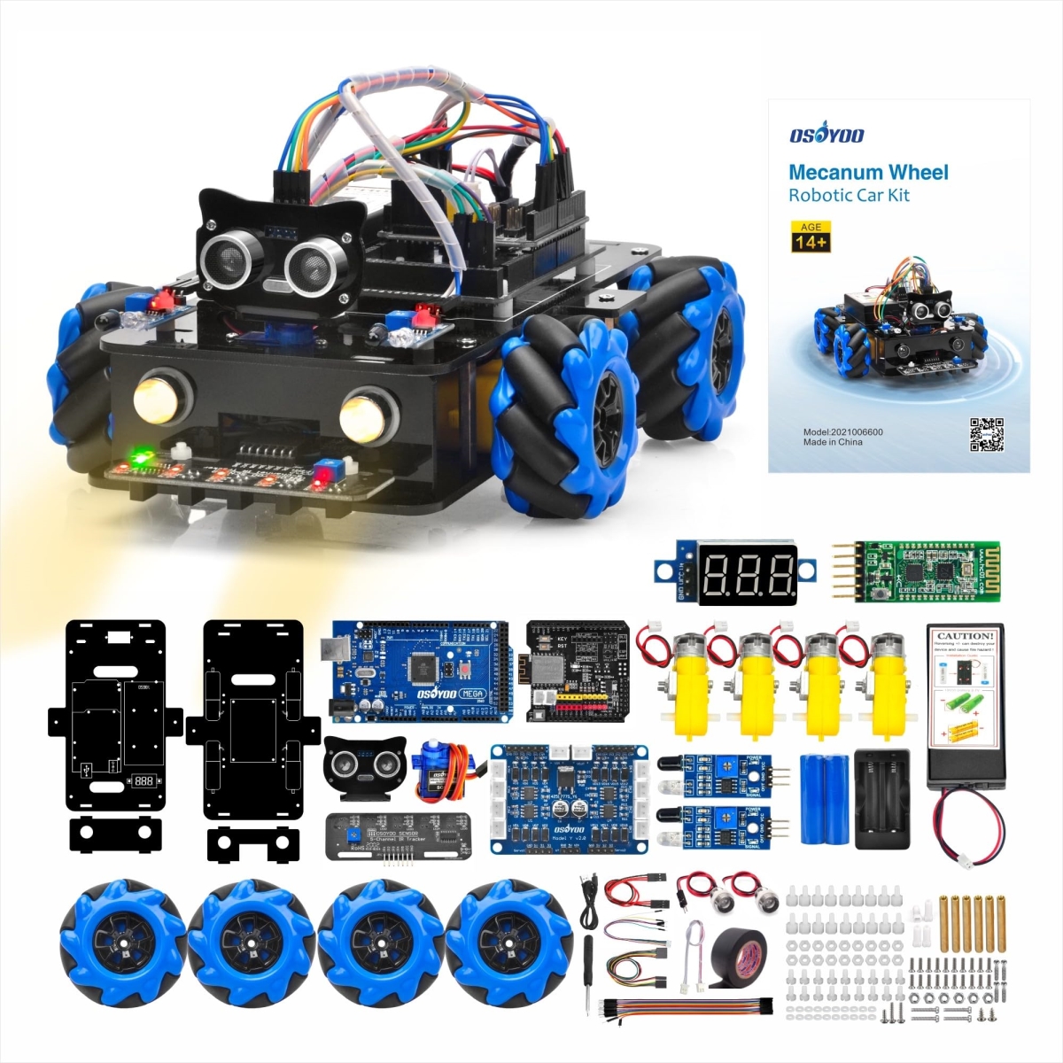 XS71561 Wheels Robot Car Kit for Arduino Mega2560 Raspberry Pi STEM Remote Controlled DIY Coding for Teens Adult