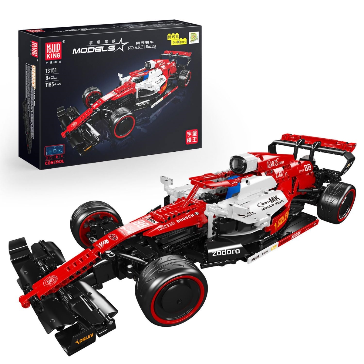XS71669 King Alfa Formula Race Building Blocks RC Car Model Kit - 8 Plus - 1185 Piece