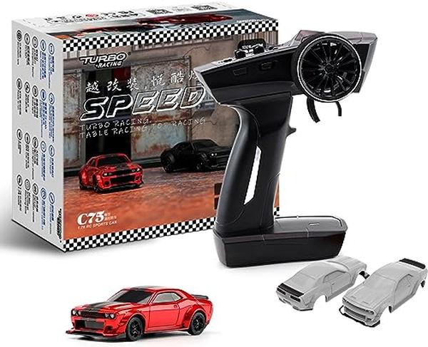 XS71697 1-76 Mini Sports Car 4CH 2.4GHZ Remote Control Full Proportional RTR Kit with 2 Replaceable Body Shell, C75-Red