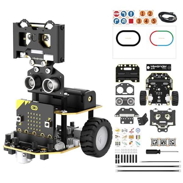 Picture of A-Sonic XS72470 Robot Car Kit for Microbit Programming STEM Educational Project AI Vision Smart Robot with Tutorials for Starter Learning Graphical Makecode Coding Car - Standard Kit with Microbit V2