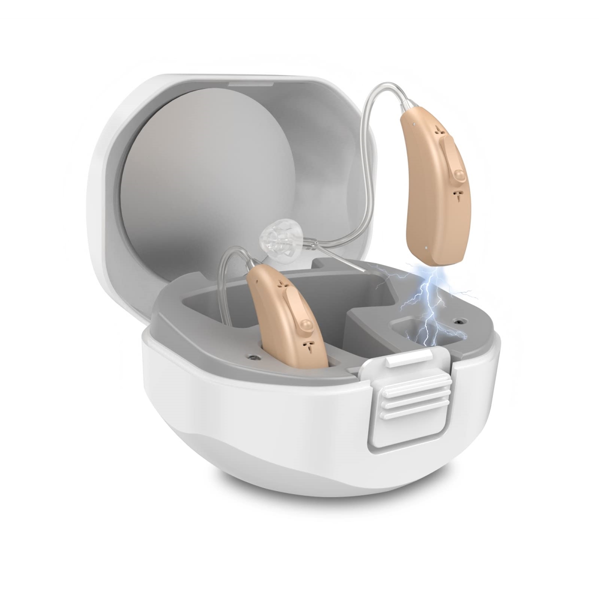 Hearing Aids for Seniors Severe Hearing Loss Earrck Hearing Amplifier with Noise Cancelling Hearing Aid with Volume Control Dual Microphone - Beige