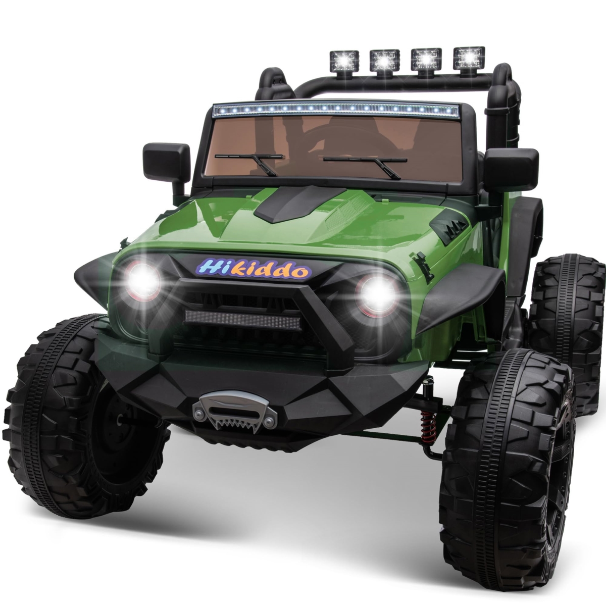 XS-72894 9Ah Ride-On Toy for Big Kids - 4WD 2 Seater Ride-On Car Truck with Remote Control - 4 x 200W Motor - Army Green