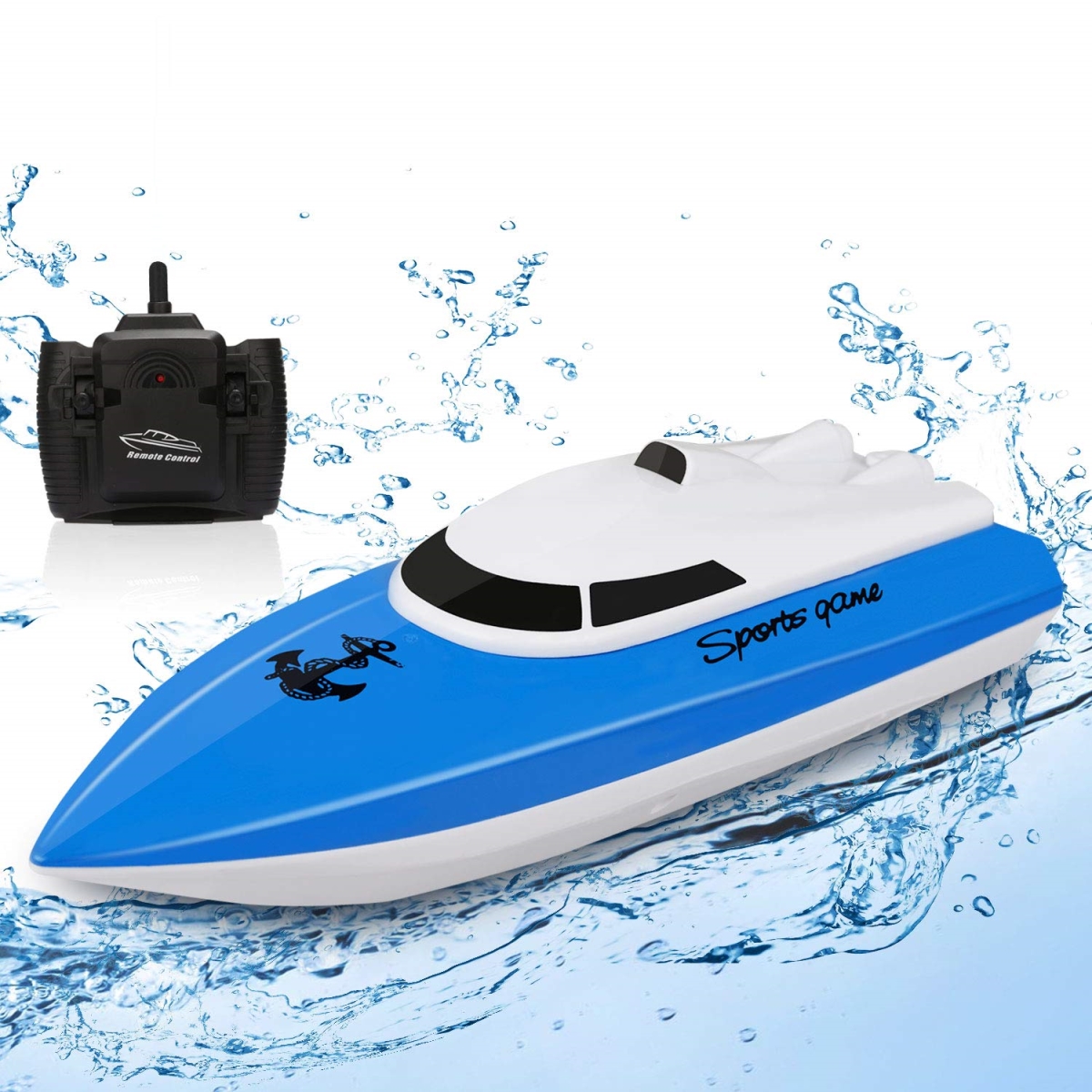 Picture of A-Sonic XS67957 Remote Control Boats for Lake&#44; Pool & Pond - 2.4GHz High Speed 10 km-h Double Propellers Racing Mini Boats - Outdoor Adventure Electric RC Racing Boats for Adults & Kids&#44; Blue
