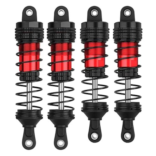 Picture of A-Sonic XS68093 RC Cars Shock Absorber Set with Compatible 1-14 Scale WLtoys 144001 & 144010 - Team Associated Reflex 14B 1-14 Scale 1-16 Scale RC Buggy Off-Road Racing Upgraded Parts&#44; Black & Red