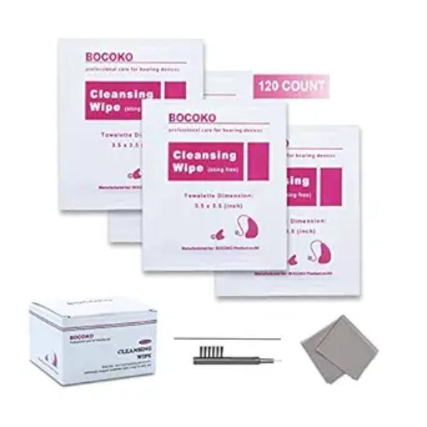 XS68159 Count Hearing Aid Wipes - Individually Packaged Cleaning Towelette with Cleaning Tools for Hearing Amplifier