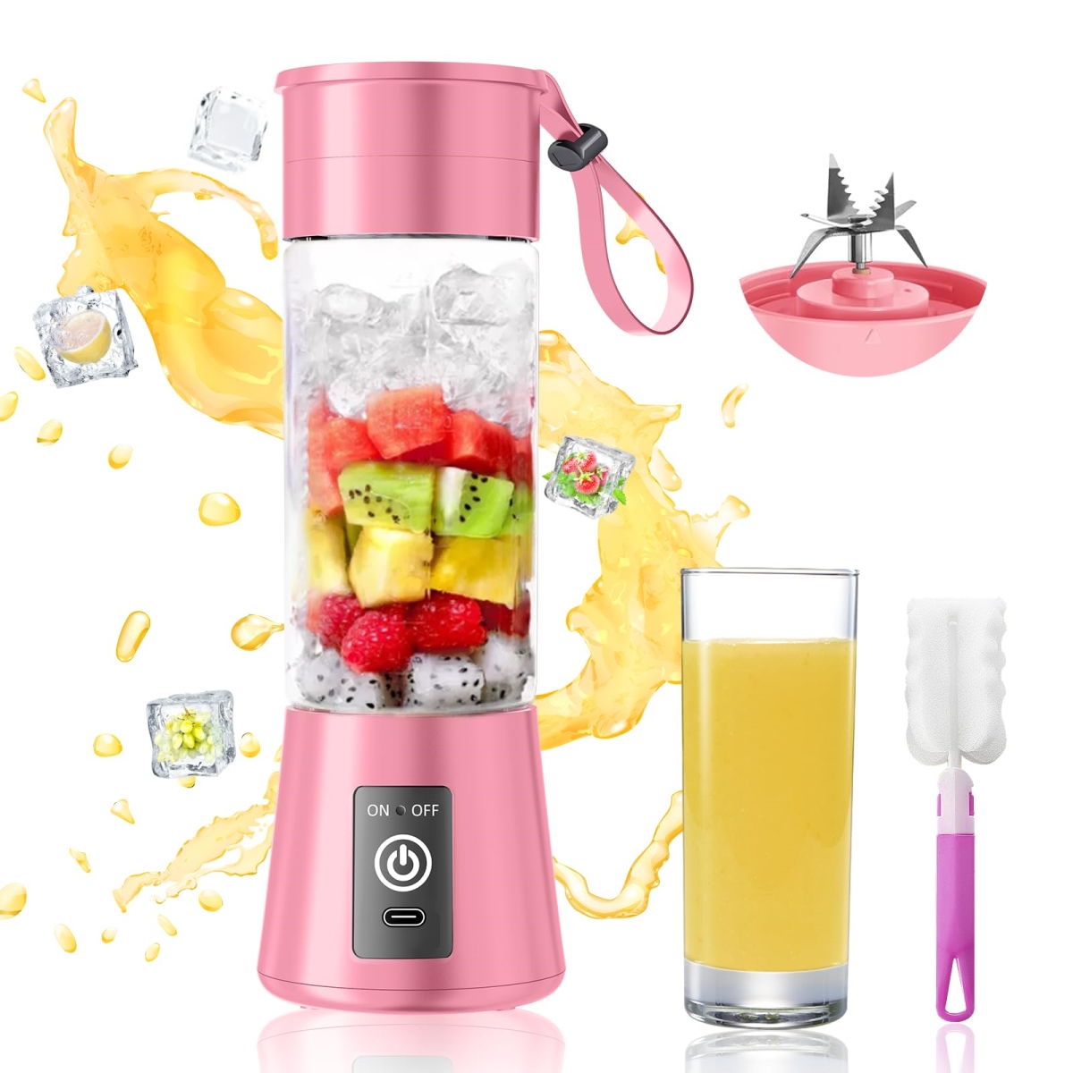 Picture of A-Sonic XS68194 Blender for Shakes & Smoothies - 2025 Upgraded 14 oz Portable Blender with 6 Blades - Cordless & Type-C USB Rechargeable - BAP Free Juice Cup Freshly Squeezed for Picnic & Sprots