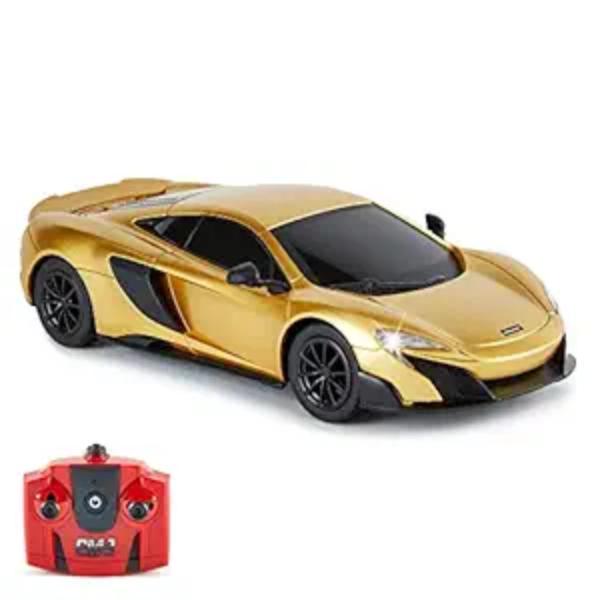 XS68882 McLaren 675LT Officially Licensed Remote Control Car -1-24 Scale Working Lights 2.4Ghz - Great Kids Play Toy Auto, Gold