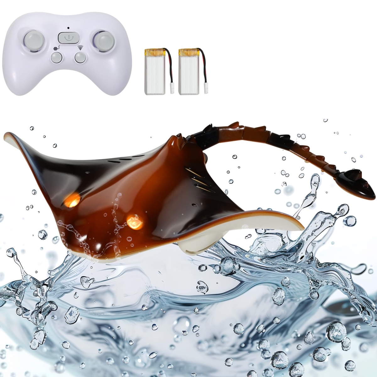 Picture of A-Sonic XS69282 Remote Control Manta Ray Toy - 2.4GHz High Simulation Robot RC Shark Stingray Fish Toys with Light - RC Boat Bathtub Summer Swimming Pool Toys for 6 Plus Year Old Boys & Girls