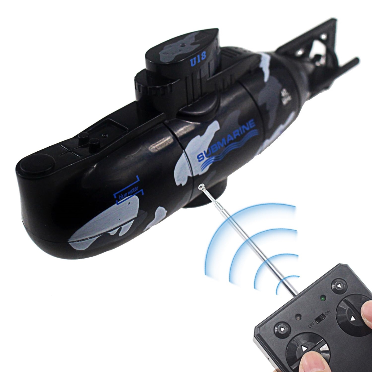 Picture of A-Sonic XS69340 Mini RC Submarine Remote Control Boat Ship Military Model Electric Water Toy - Waterproof Diving Kids Gift&#44; Black