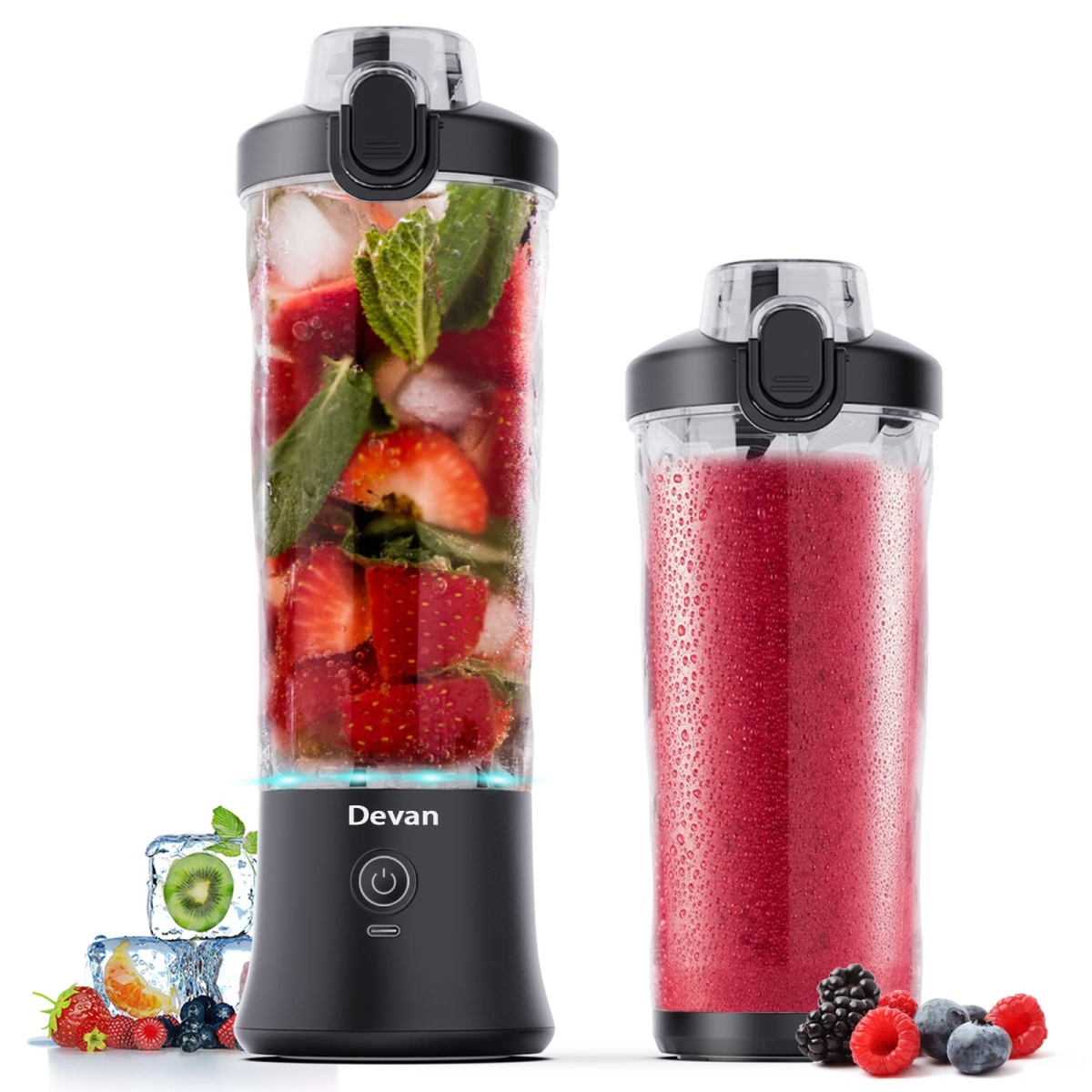 Picture of A-Sonic XS69343 270 watt Blender for Shakes & Smoothies Waterproof Blender USB Rechargeable with 20 oz BPA Free Blender Cup & A Travel Lid&#44; Black - 20 oz