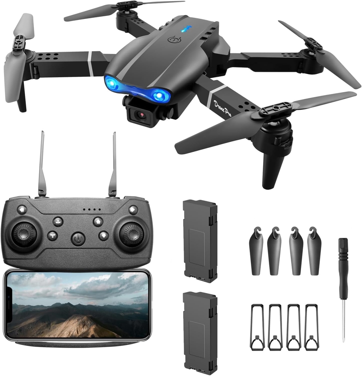 XS69367 FPV Drone with 4K Dual HD Cameras Upgraded Version RC Quadcopter for Adults & Kids - Beginner Wi-Fi RC Drone Live Video