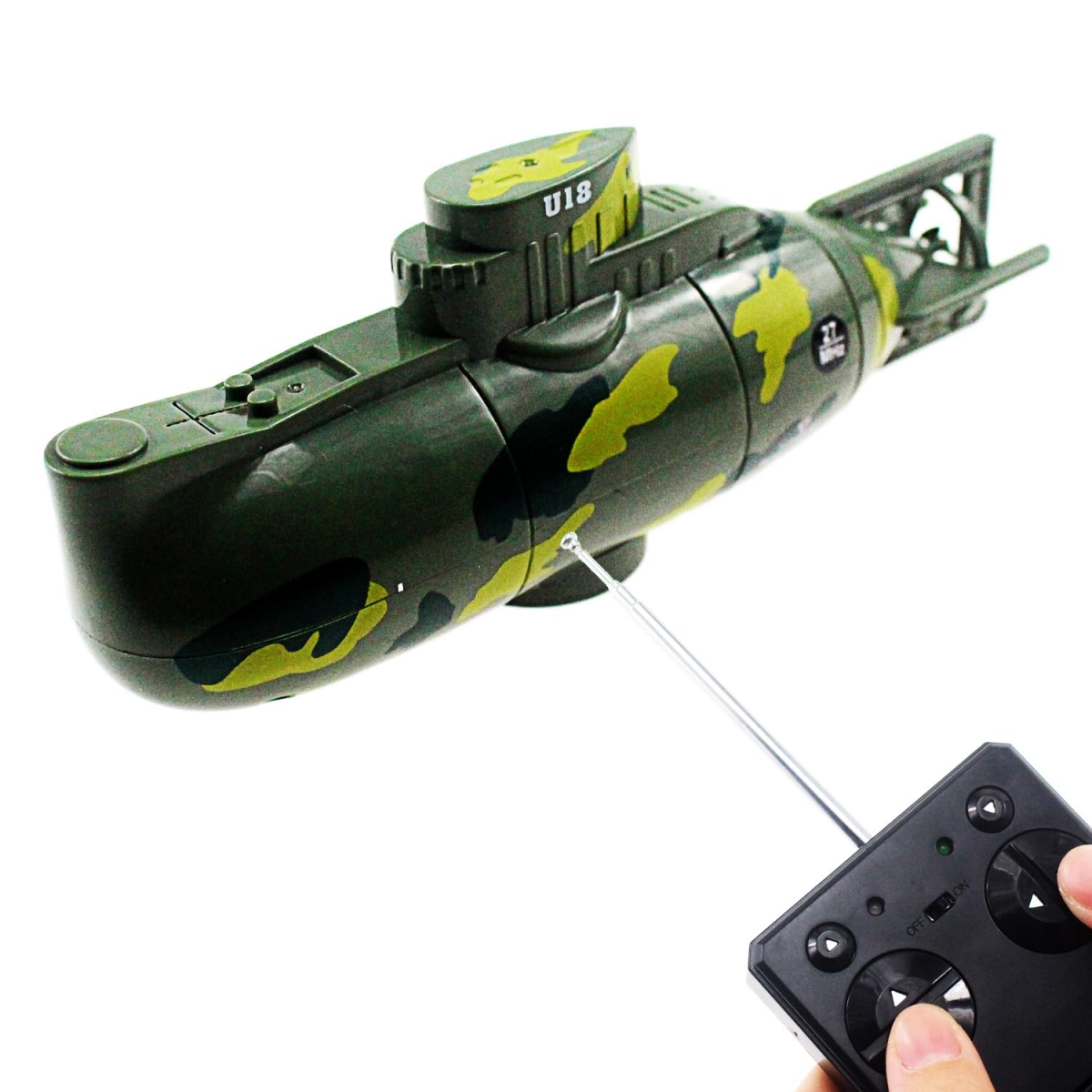 XS69402 Mini Submarine Remote Control Boat Ship Military Model Electronic Diving Water Toy for Fish Tank Water Tub Kids Birthday Gift - Green