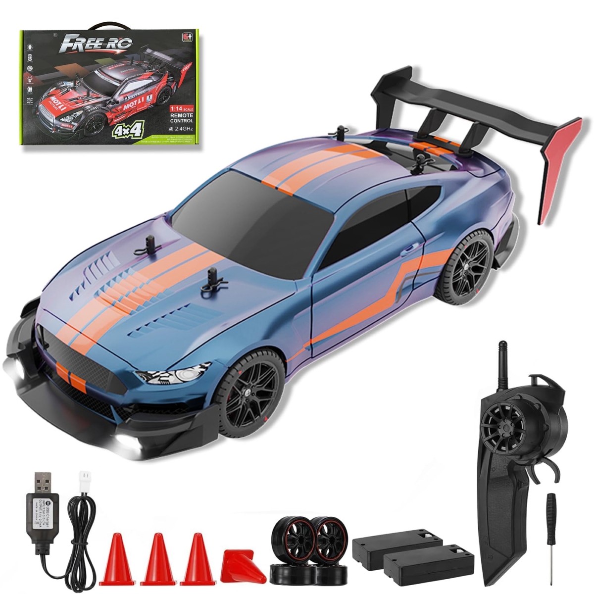 XS69714 Remote Control Car Racing Drifting Car - 40 km-h 4WD High Speed Remote Control Truck Kids Toy for Boys & Teenagers, Dark Blue
