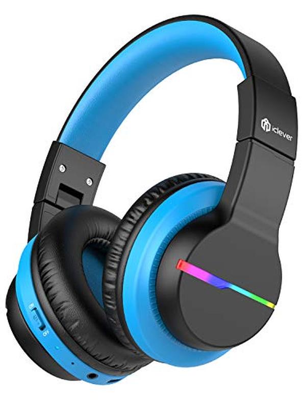 Picture of A-Sonic XS69754 BTH12 Kids Bluetooth Headphones - Colorful LED Lights Wireless Kids Headphones - 74-85dBA Safe Volume - 85H Playtime - Bluetooth 5.2 - Over Ear Headphones Built-in Mic for iPad&#44; Black