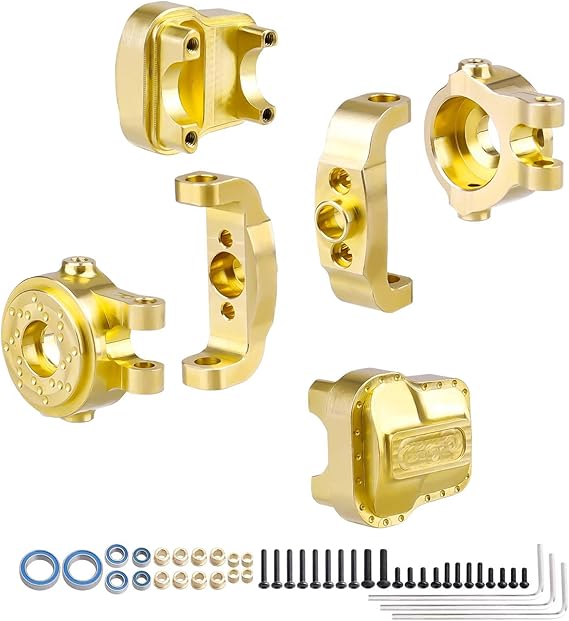 Picture of A-Sonic XS69773 Caster Blocks & Steering Blocks & Diff Covers Heavy Duty for TRX4M TRX4MT 1-18 Scale RC Crawler Car Upgrade Parts - Gold