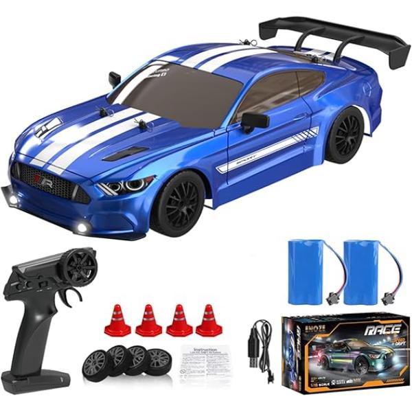 Picture of A-Sonic XS69955 4WD 2.4GHz 30km-hHigh Speed Racing Sport Scale RC Drifting Car Toy with LED Lights - Racing & Drifting Wheels - 8102-Blue