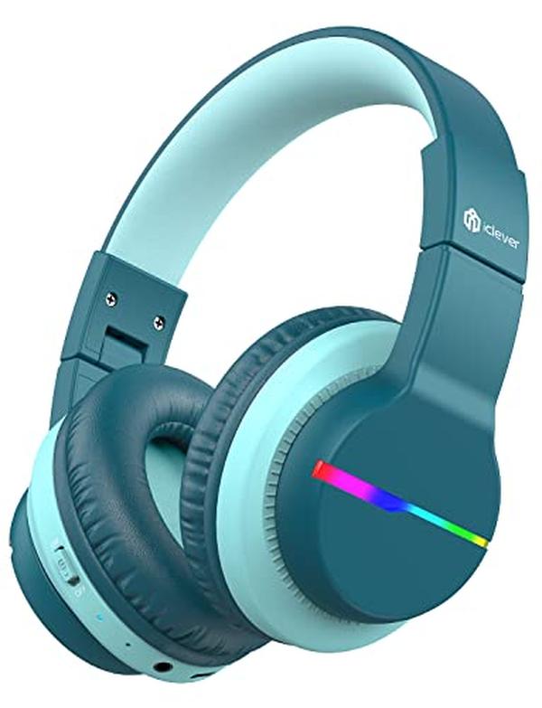 Picture of A-Sonic XS69982 BTH12 Kids Bluetooth Headphones - Colorful LED Lights Wireless - 74-85dBA Safe Volume - 85H Playtime - Bluetooth 5.2 - Over Ear Headphones Built-in Mic for iPad - Green