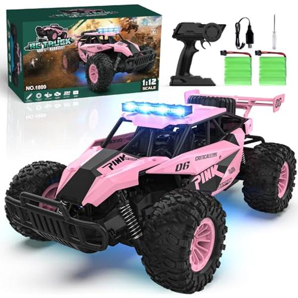 Remote Control Car for Boys 8-12 - RC Cars - 1-12 Scale Monster RC Truck Off Road with LED Headlight & Rechargeable Battery Gifts for Adults Boys