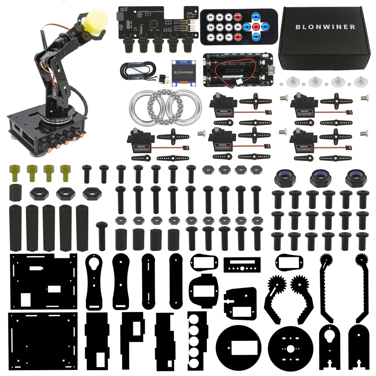 Picture of A-Sonic XS70982 Robot Arm Kit for Arduino Coding - Smart Robotic Arm Building Toy with OLED Display & Charging Function - 5DOF STEM Programming Mechanical Arm Claw Kit with Easy Grab