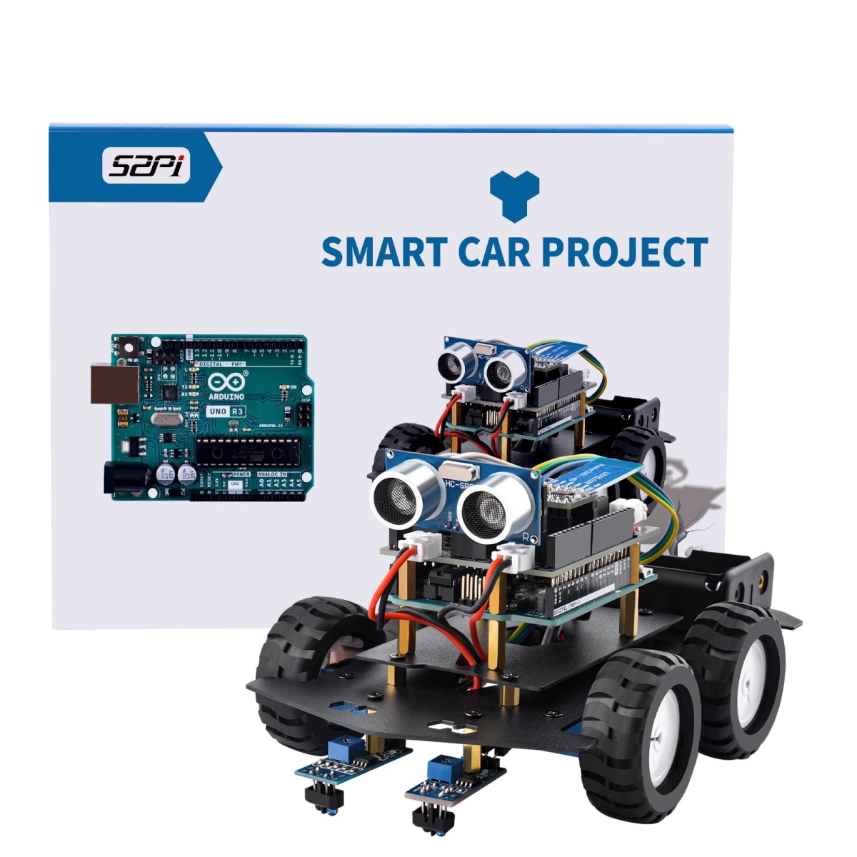 XS71685 Smart Robot Car Kit for Arduino UNO R3 - STEM Programming Education Electronic Kit & Science Coding Kit with UNO R3 Board