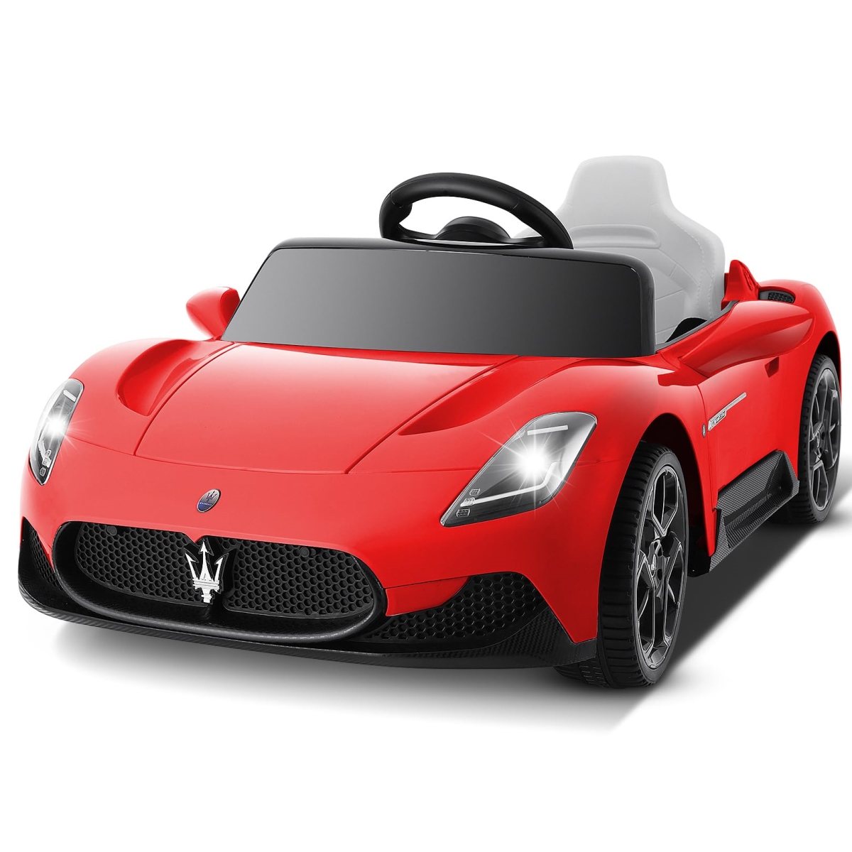 12V Kids Battery Powered Electric Ride-On Car for Boy Girl with 2.4G Remote Control - Suspension - Safety Belt - Bright Headlights - Music, Red