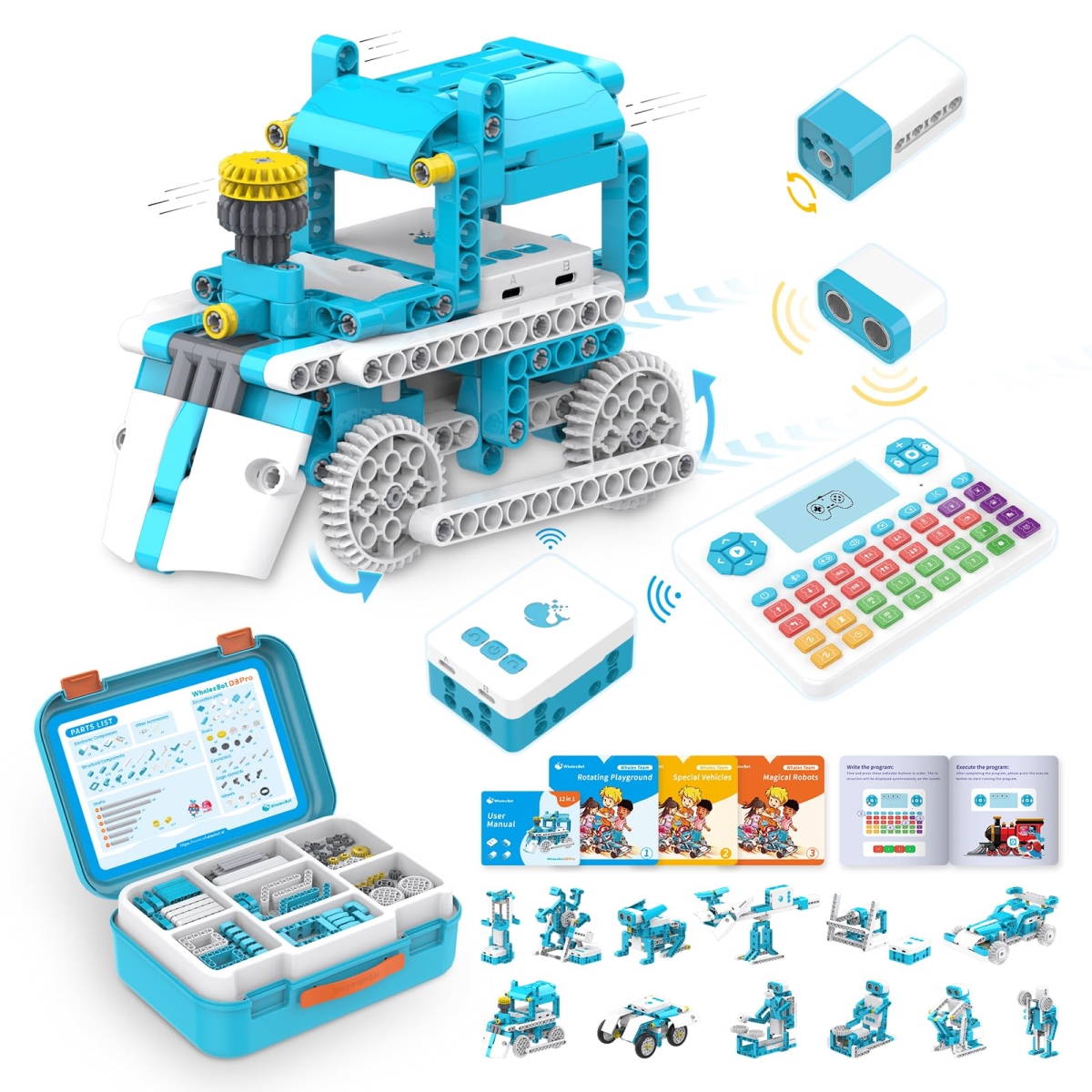 Picture of A-Sonic XS72482 D3 Pro 12-in-1 STEM Wecode Pad Coding Robot Kit for Kids - 388 Piece Educational Building Set with Interactive Storytelling - Ideal Toy Gift for Boys & Girls Ages 6-8