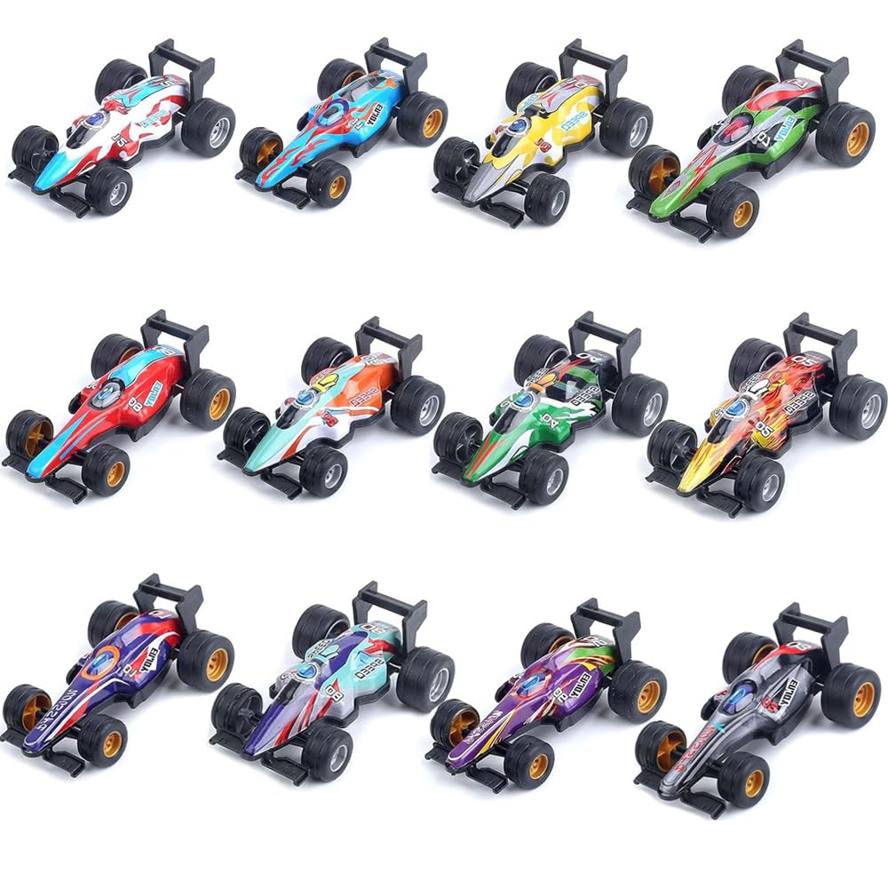 XS67673 F1 Formula Pull Back Number Stickers 3.3-2.1-1.2 in. Matchbox Cars Crash Resistant Inertia Race Cars Toy for Kids Birthday Party Favors
