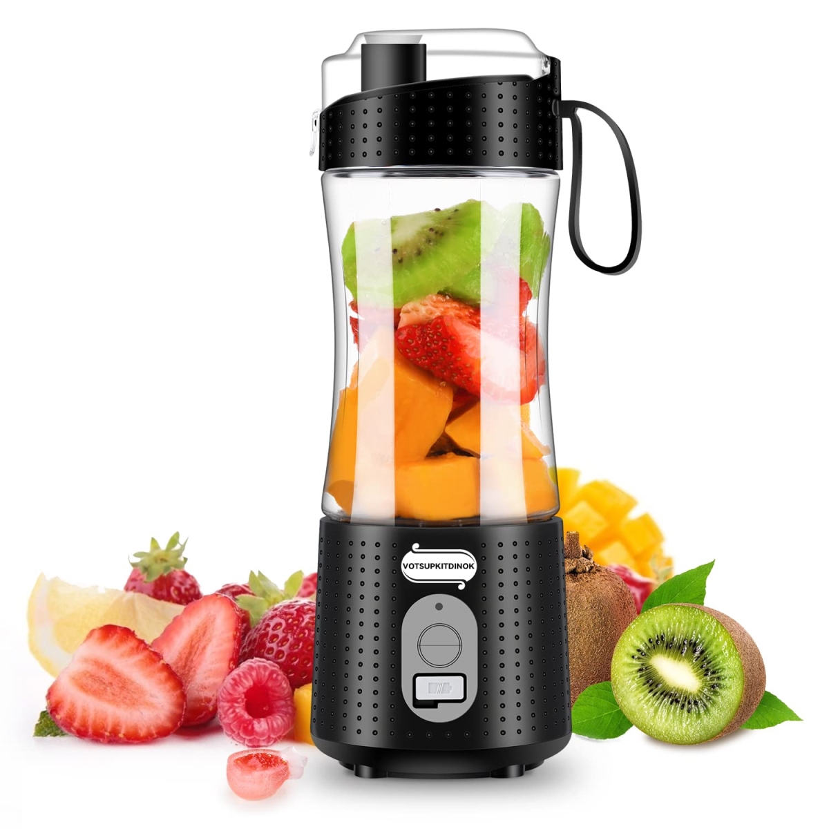 Picture of A-Sonic XS68359 Blender for Shakes & Smoothies - USB Rechargeable Personal Blender with 6 Piece 3D Blades - Strong Blending Power - 13.5 oz & Cleansing Brush for Travel - Office & Sports - Black