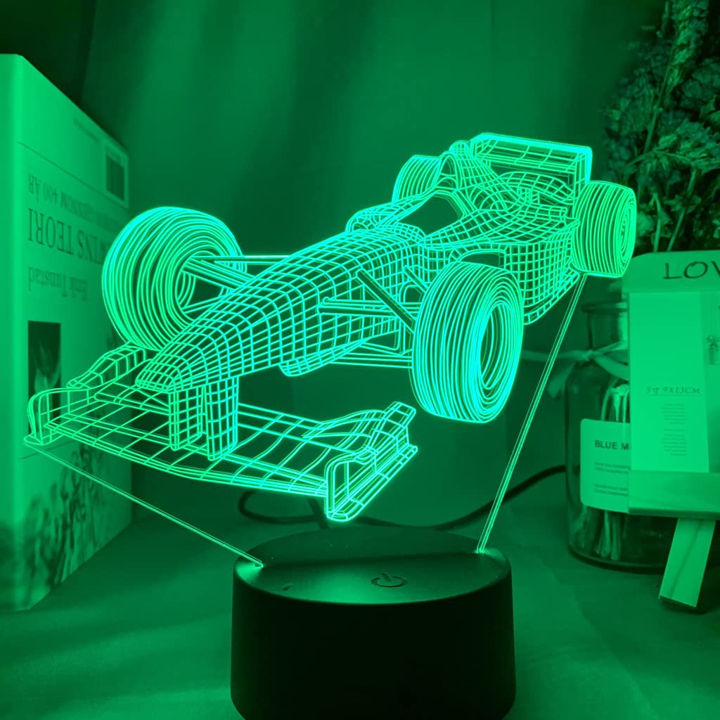 Picture of A-Sonic XS68386 LED Night Light for Child - F1 Formula 1 Racing Car Illusion Lamp Bedroom Decorative Nightlight Unique Gift for Kids Room Desk