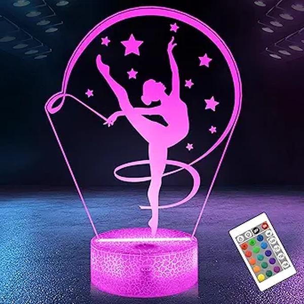 Picture of A-Sonic XS68443 Stuff Gifts for Girls - Artistic Gymnastics 3D Night Light Illusion Lamp for Kids Women Friends Coach Gymnast Birthday Christmas Gifts - 16 Colors Lighting with Remote