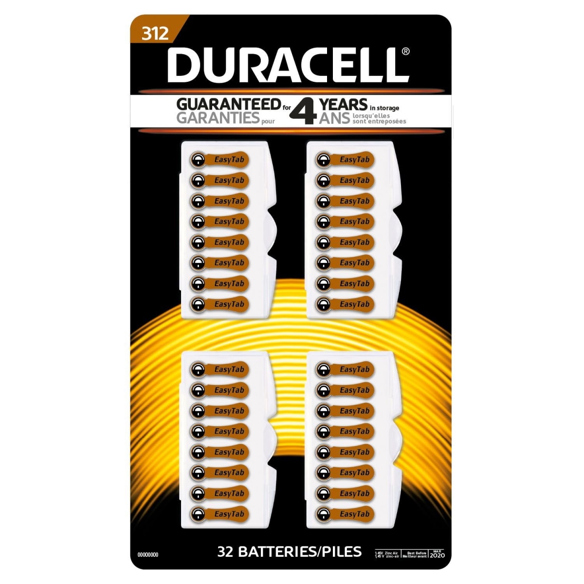 XS68615 Hearing Aid Size 312 Batteries - 32 Count