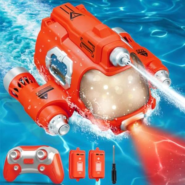 Picture of A-Sonic XS69068 2.4GHZ Mini Remote Control Boat with Spray Water Pump & LED Lights Lakes & Swimming Pool Toys - Red