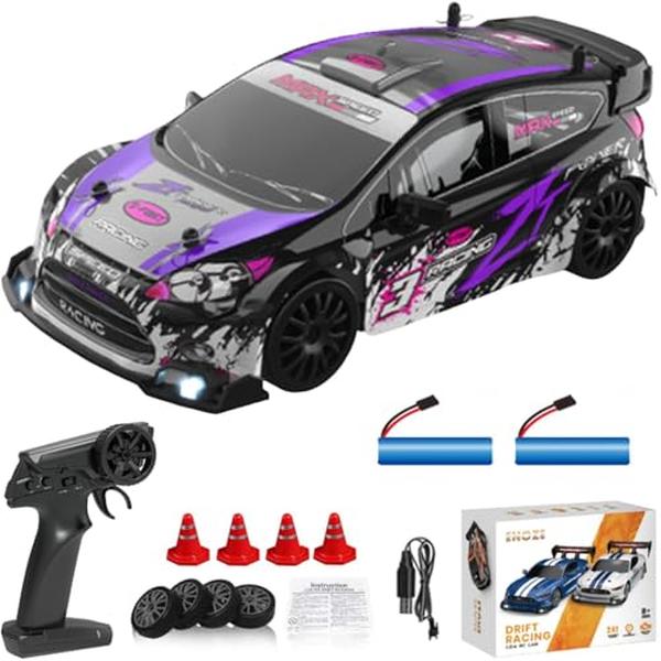 XS69143 Scale RC Drifting 4WD 2.4GHz 30km-hHigh Speed Racing Sport Toy Car with LED Lights - Racing & Drifting Wheels - 8605-Purple