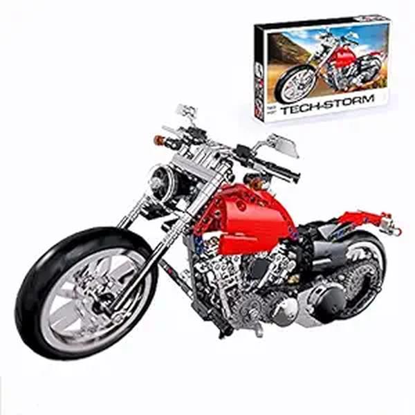XS69327 Toy Building Kit - Build A Motorcycle Building Blocks Set Model - Featuring Gearbox & Suspension - 613 Piece