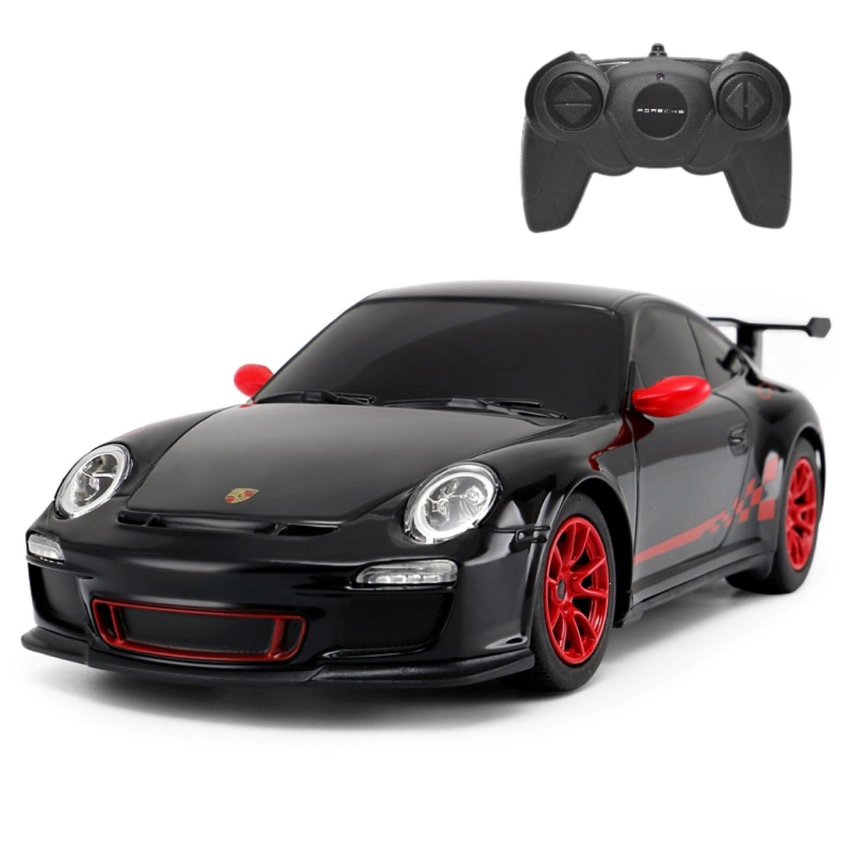 Radio Remote Control Car Porsche 911 GT3 RS Sports Car for Kids & Adults Age 6-12 Years 1-24 Scale - Black Officially Licensed - Birthday Ideas